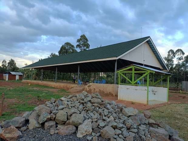 EBD-K church shelter with a green roof in Kamukuywa, Bungoma